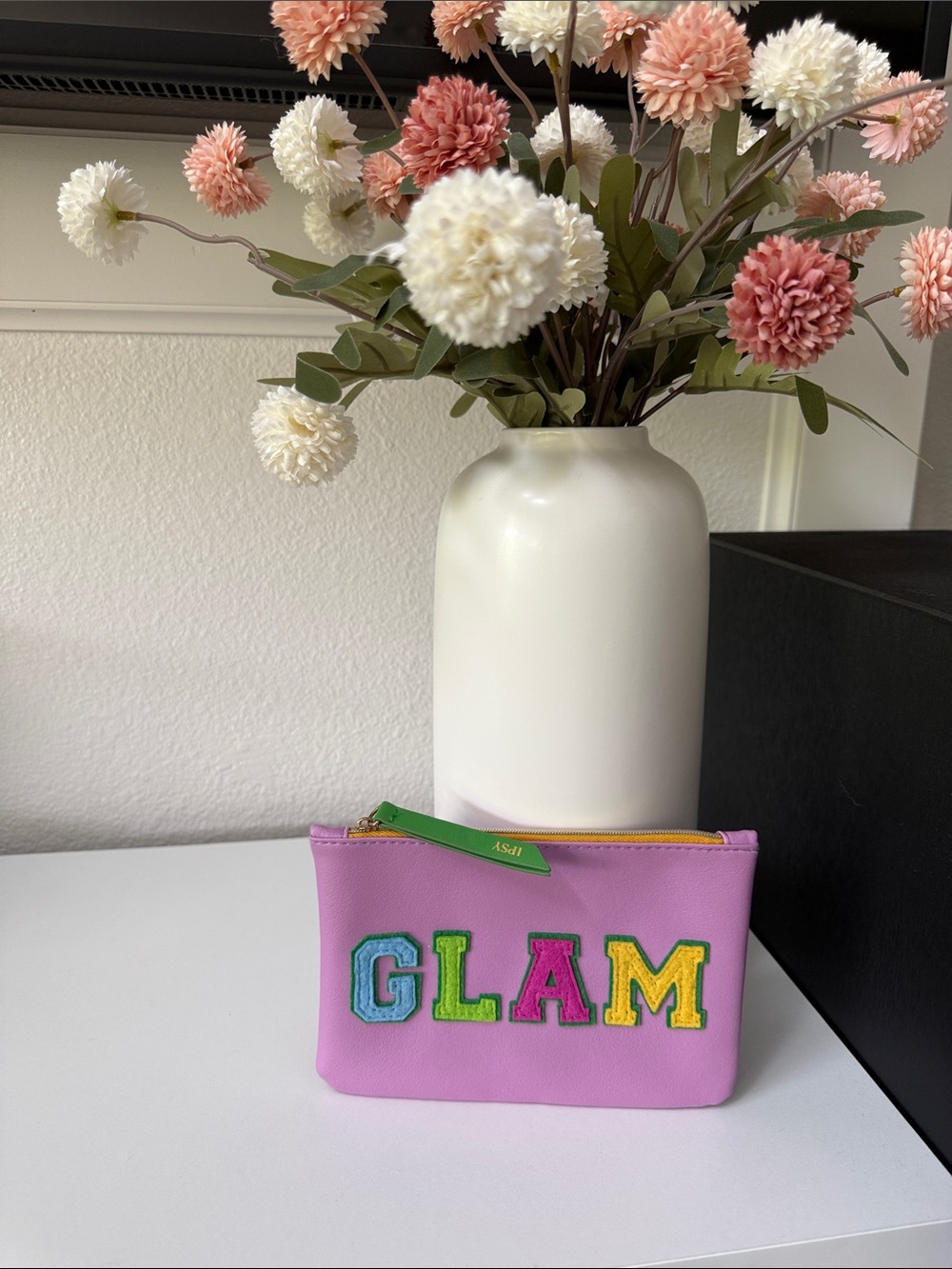 IPSY GLAM Pouch - Lavender with Multicolor Appliqué